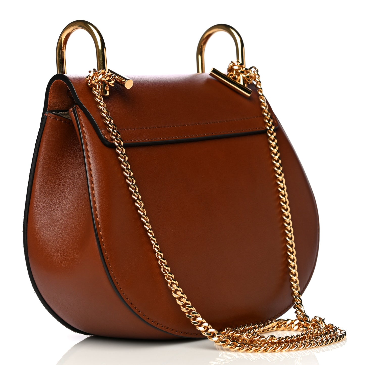 Suede Smooth Calfskin Drew Shoulder Bag Classic Tobacco