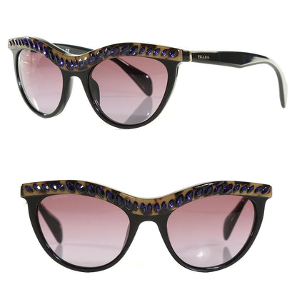 Prada Crystal Cat Eye Sunglasses SPR 04P Black Havana 1 of 6