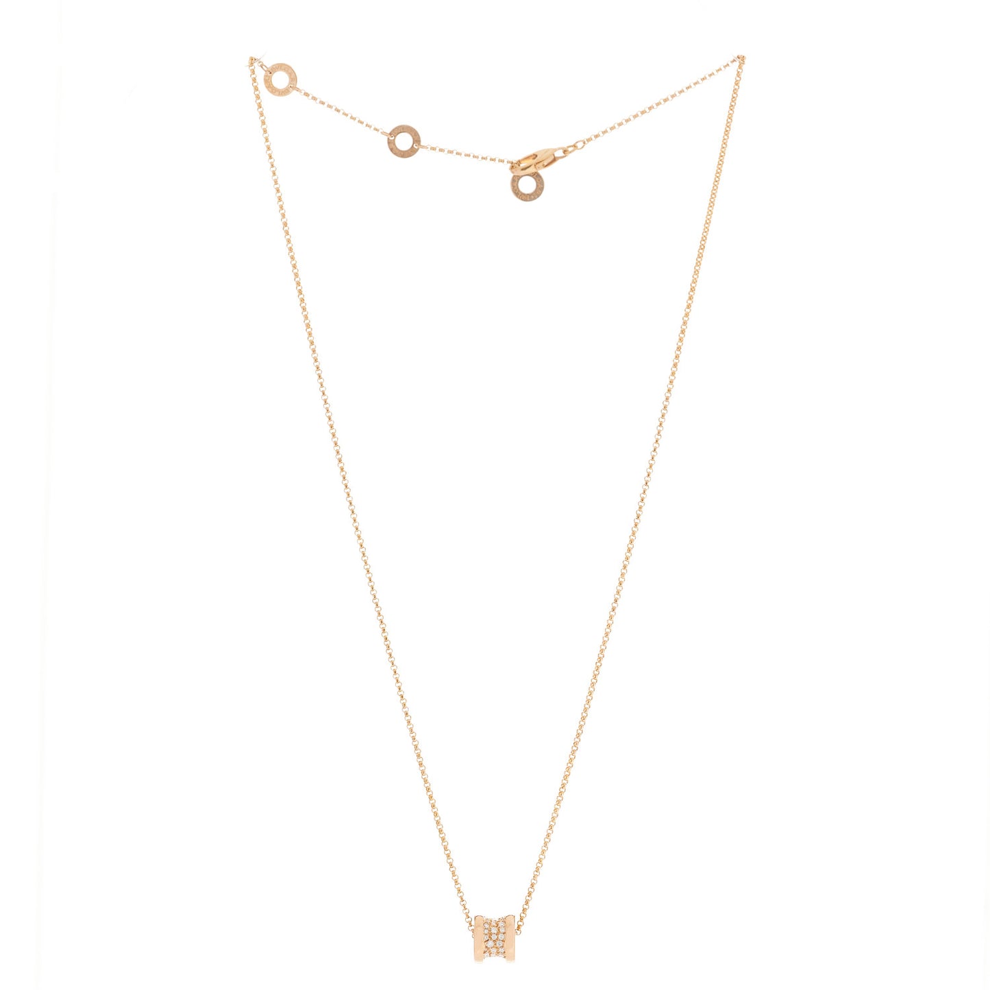 18K Rose Gold Diamond Small B.Zero1 Pave Pendant Necklace