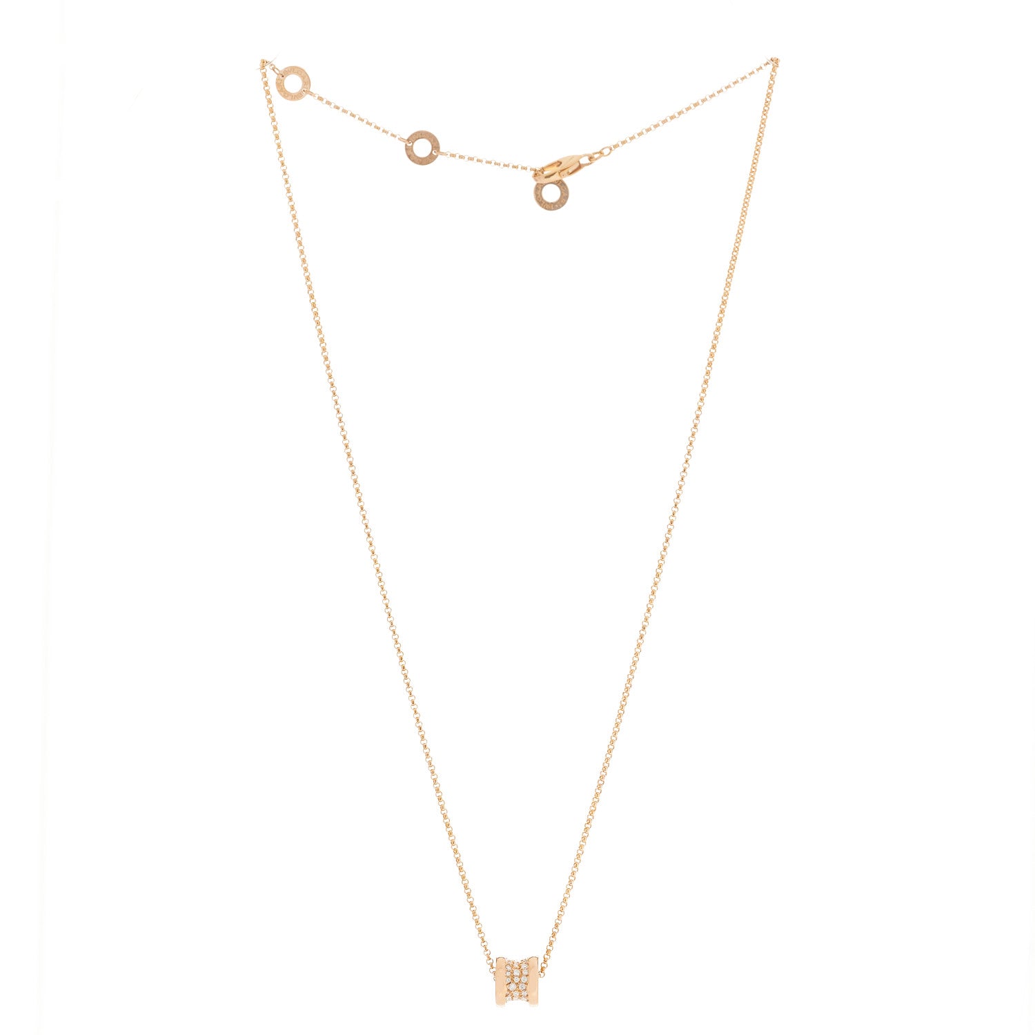 Bulgari 18K Rose Gold Diamond Small B.Zero1 Pave Pendant Necklace 3 of 9