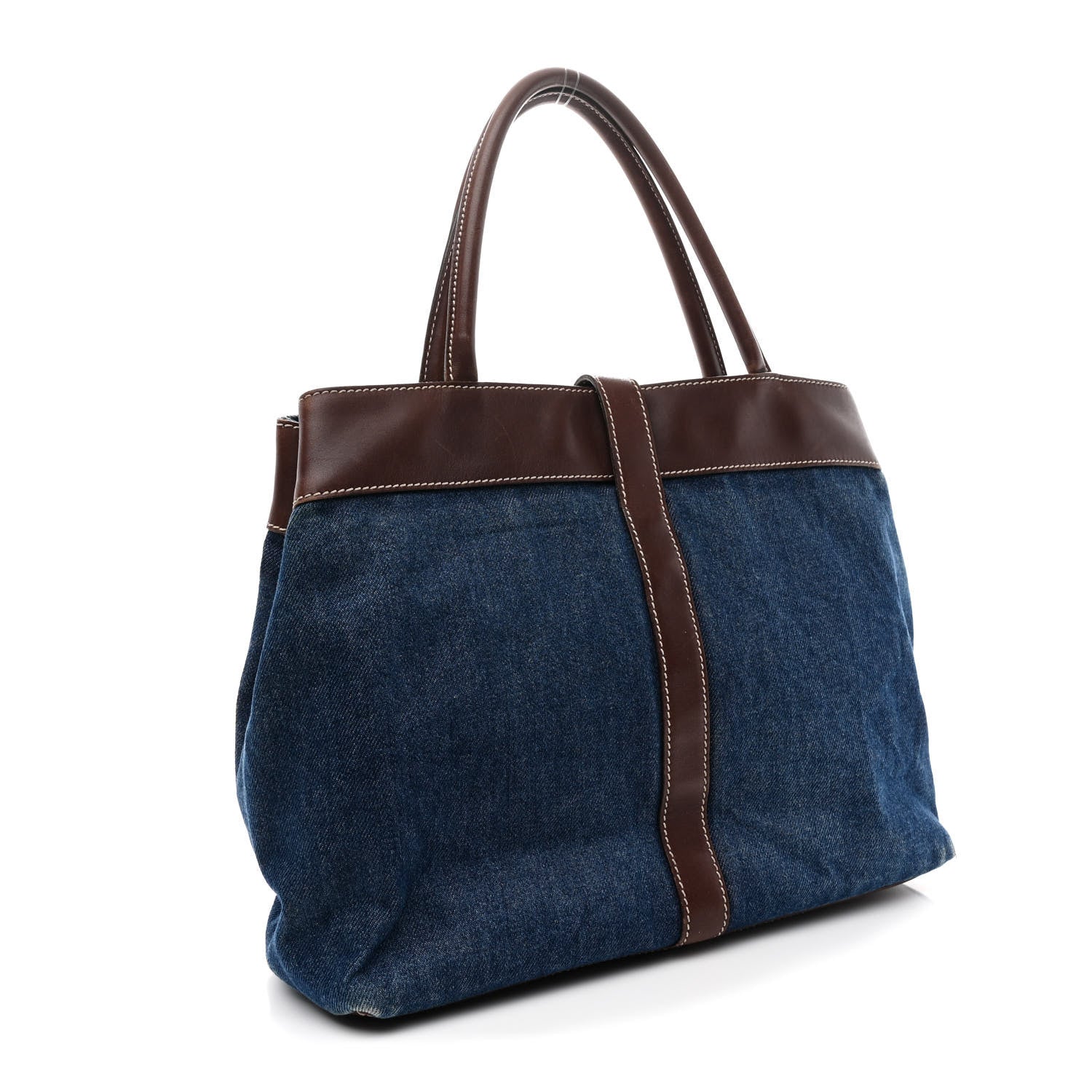 Chanel Denim CC Tote Bag Blue Brown 3 of 11