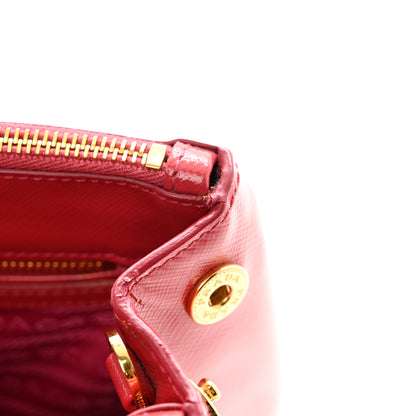 Prada Saffiano Vernice Mini Galleria Double Zip Tote Peonia 11 of 11