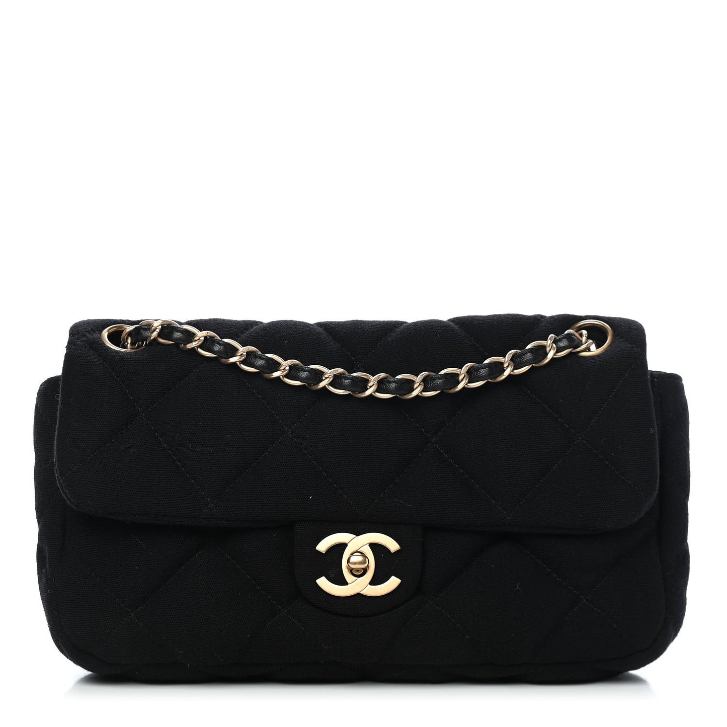 Jersey Quilted Medium Single Flap Black