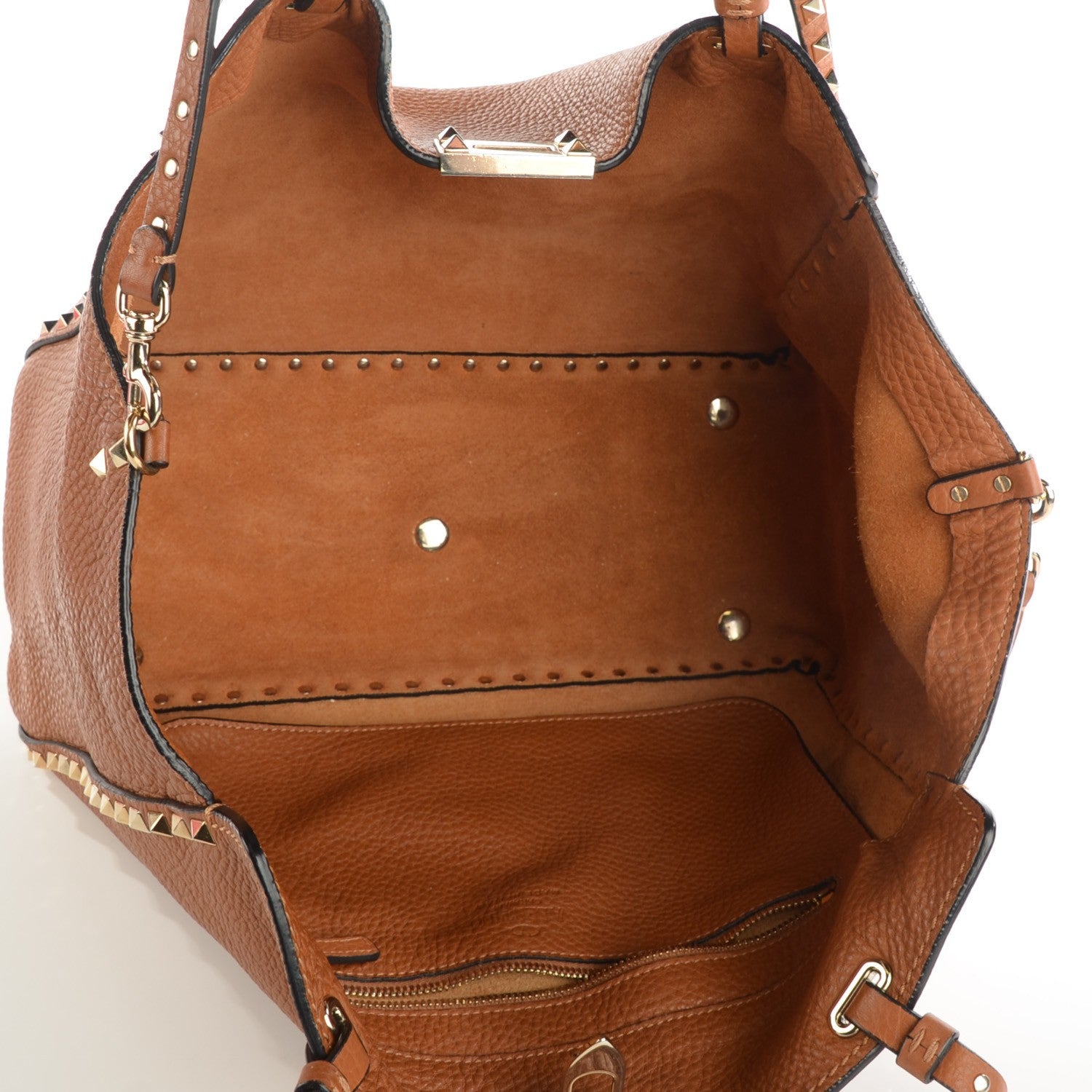 Valentino Garavani Pebbled Calfskin Medium Rockstud Tote Light Cuir 5 of 8
