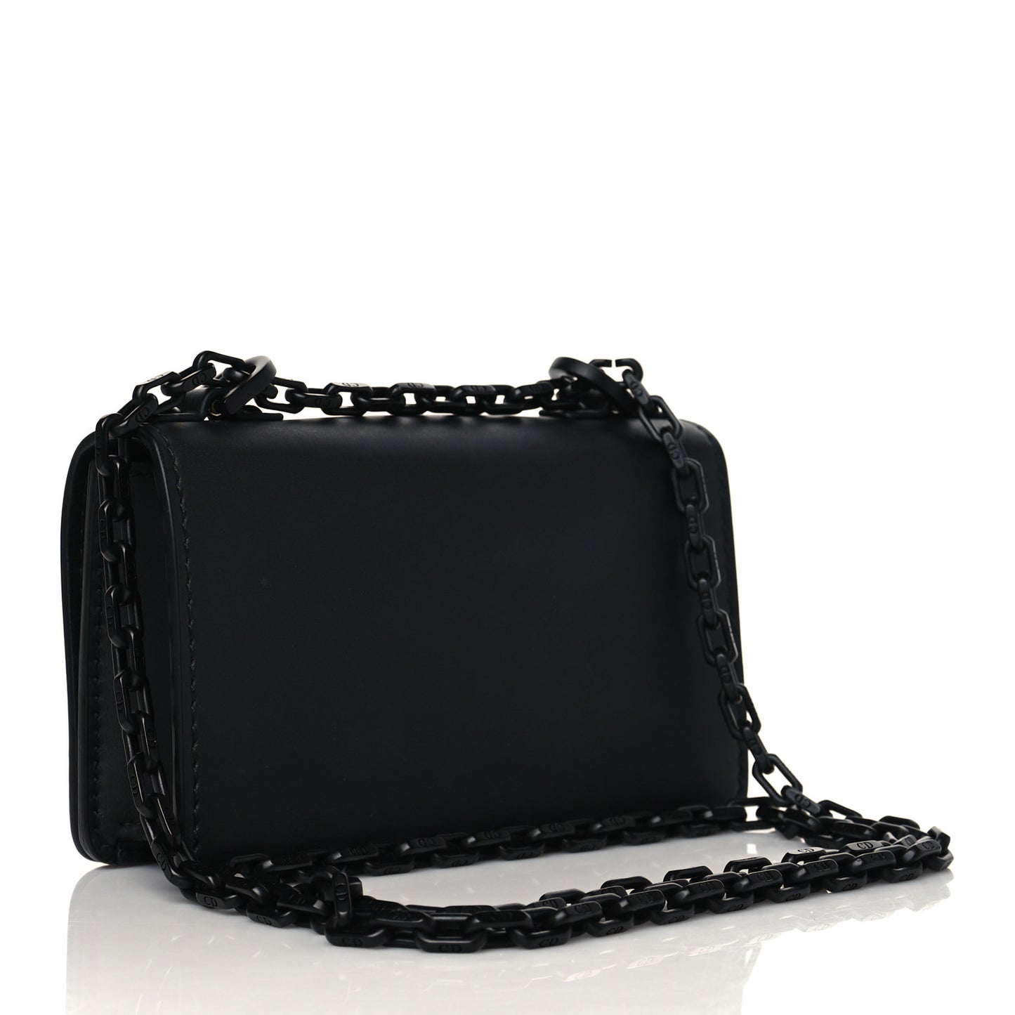 Ultra Matte Calfskin Mini J'Adior Chain Flap Bag Black