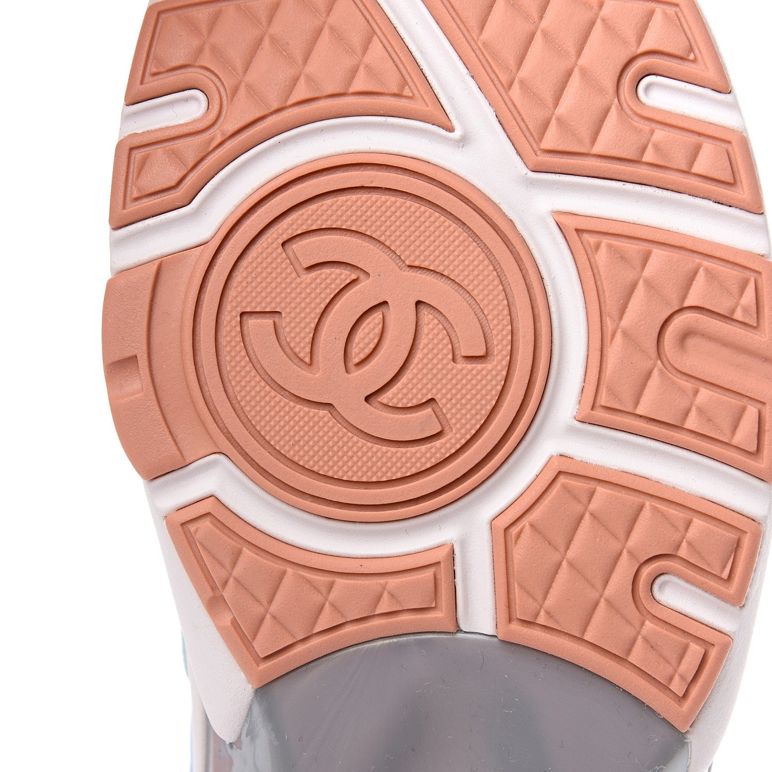 Chanel Nylon Lambskin Suede Calfskin CC Sneakers 40.5 Coral Light Blue White 6 of 9