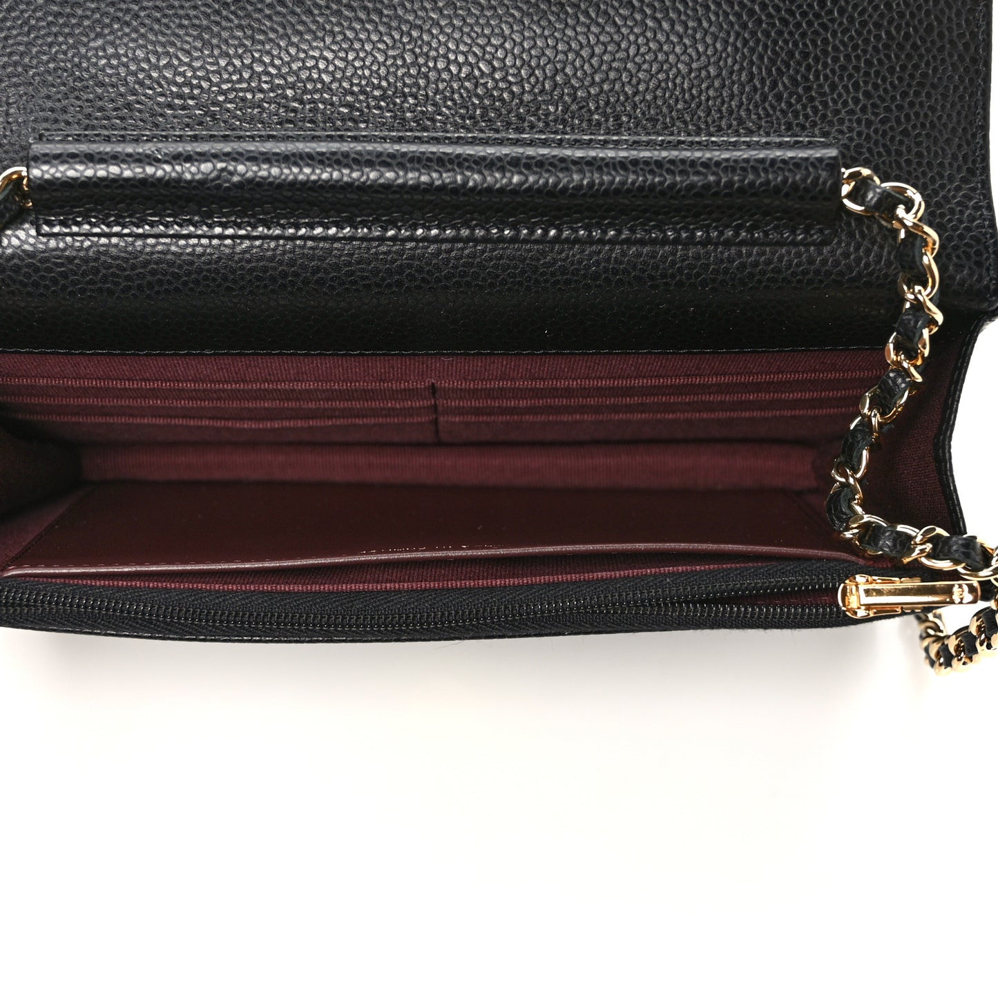 Caviar Quilted Wallet on Chain WOC Black
