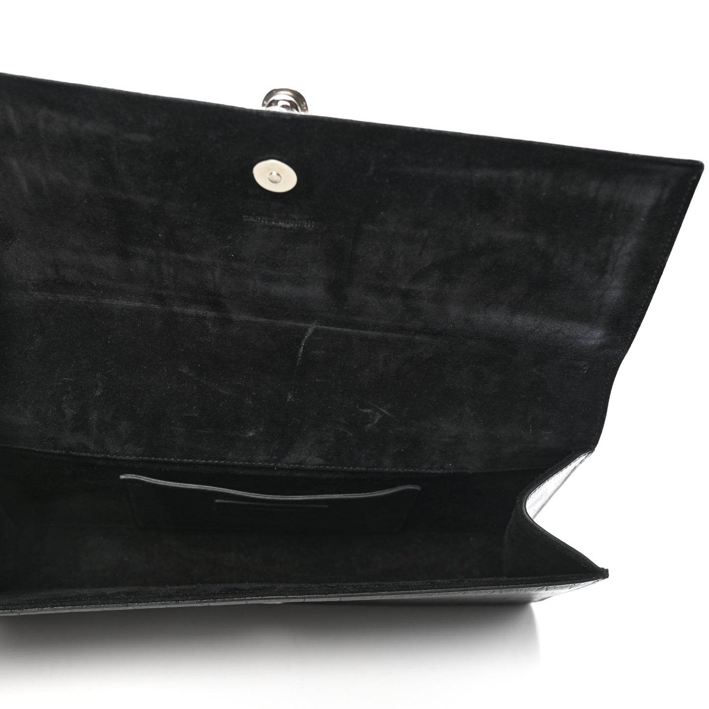 Calfskin Crocodile Embossed Classic Monogram Tassel Clutch Black