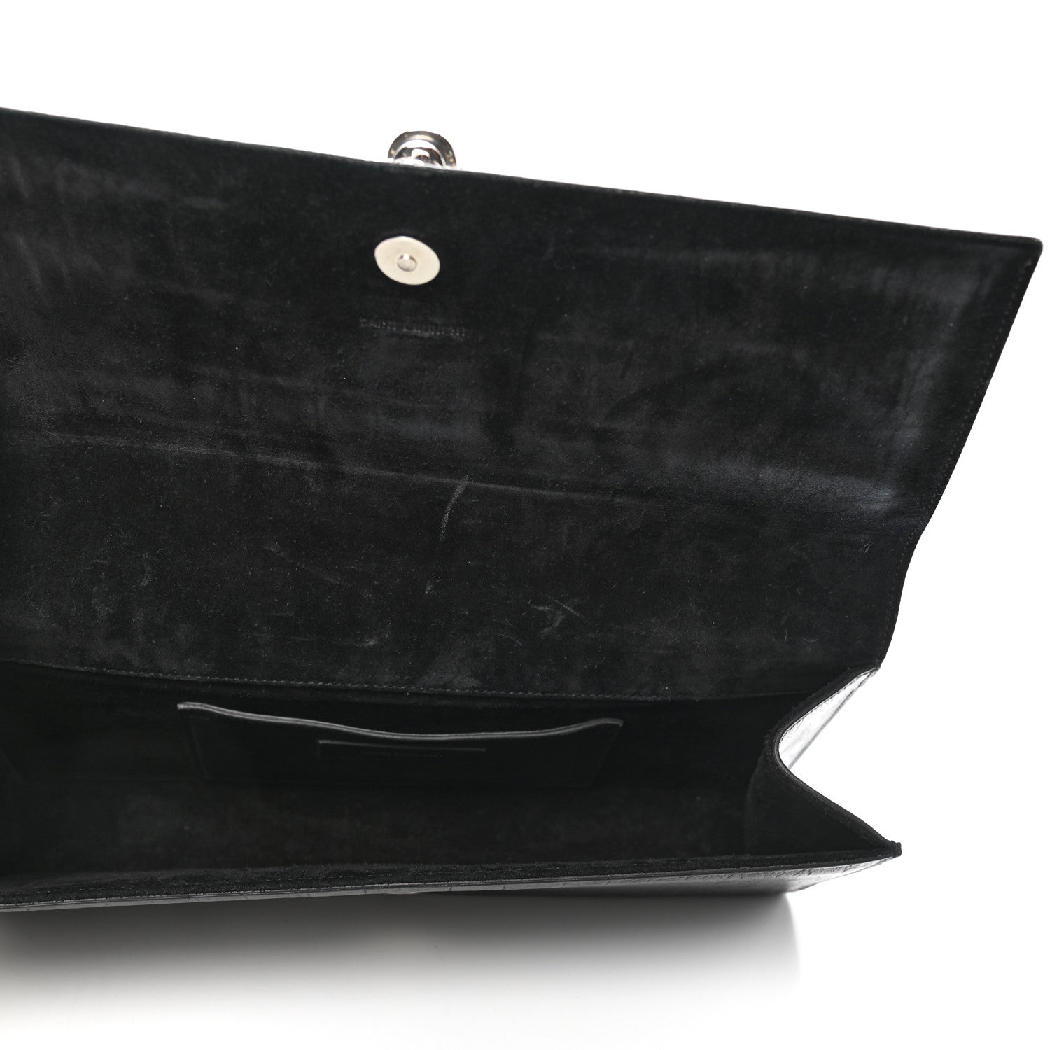 Saint Laurent Calfskin Crocodile Embossed Classic Monogram Tassel Clutch Black 5 of 8