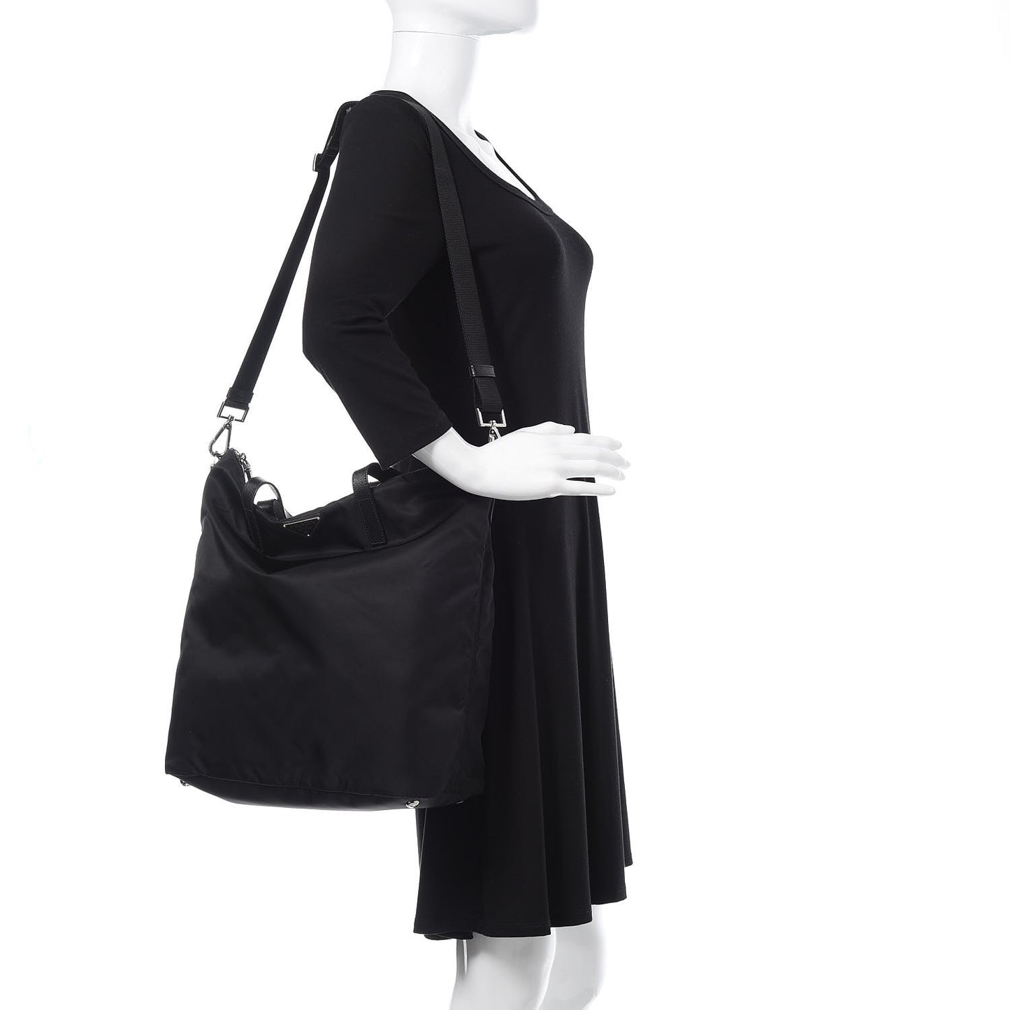Tessuto Nylon Saffiano Vela Shopping Tote Black