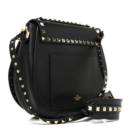 Valentino Garavani Grained Calfskin Rockstud Saddle Bag Black 3 of 16