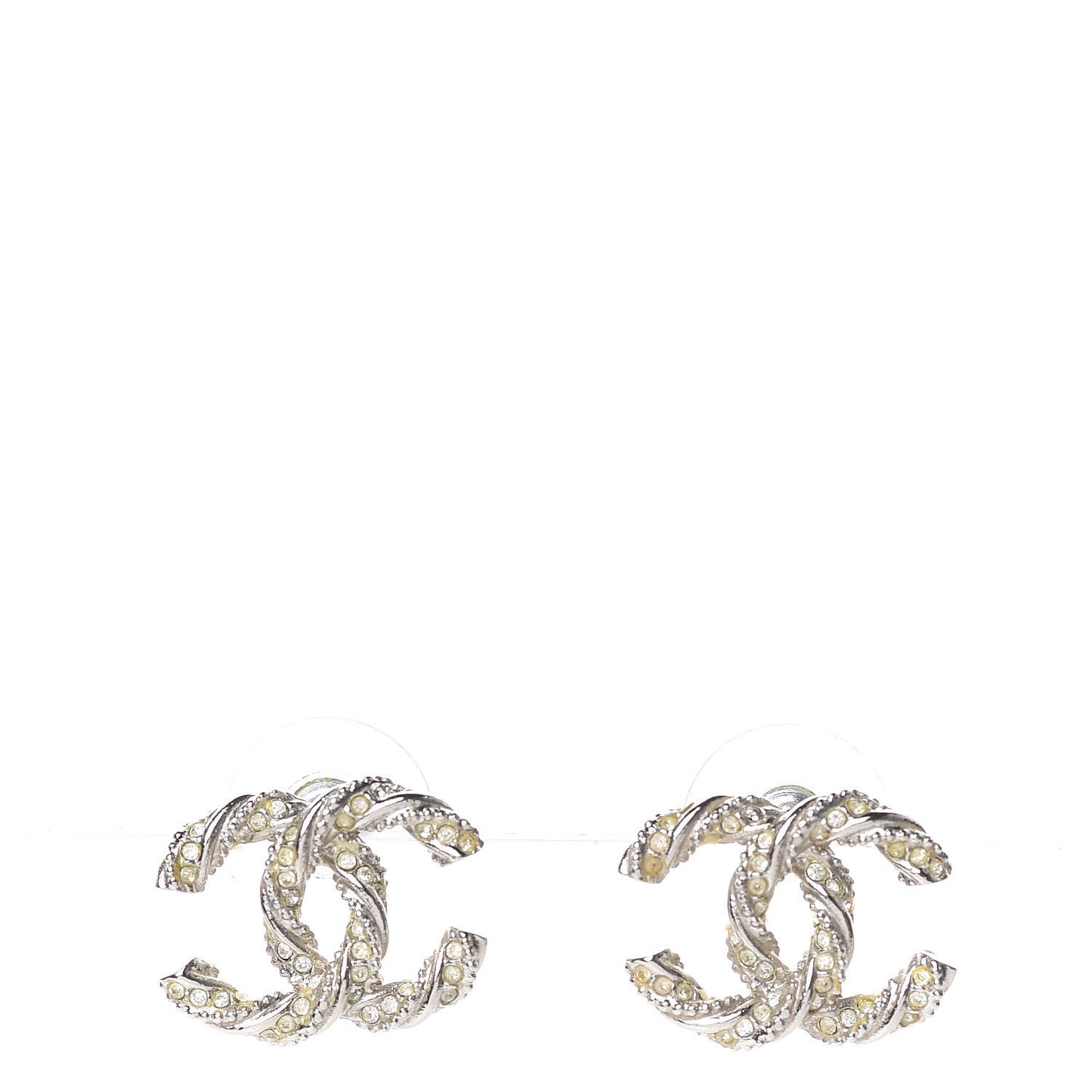 Crystal CC Twisted Earrings Silver