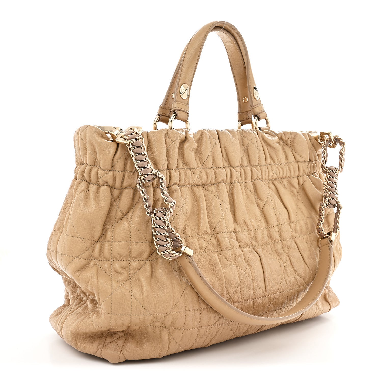 Christian Dior Gaufre Lambskin Cannage Delices Tote Beige 3 of 14