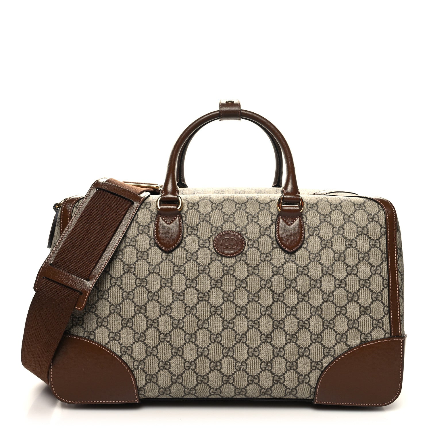 Gucci GG Supreme Monogram Azalea Calfskin Retro Interlocking G Duffle Bag Beige Ebony Brown Sugar 1 of 11
