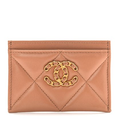 Chanel Lambskin Quilted Chanel 19 Card Holder Brown 1 of 9