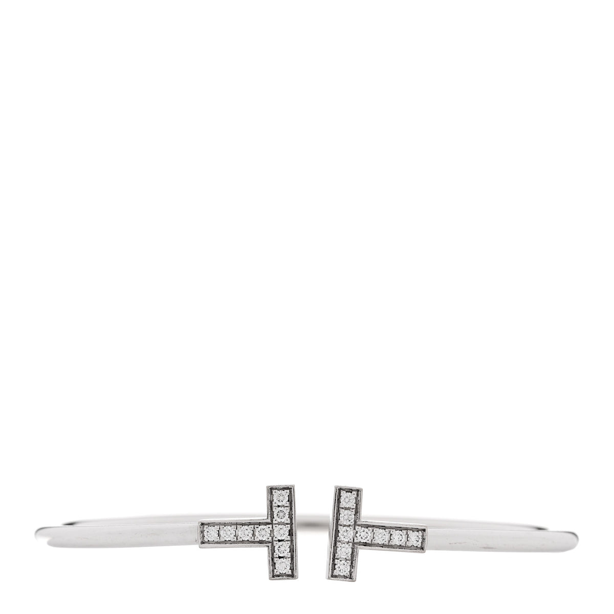 18K White Gold Diamond T Wire Bracelet