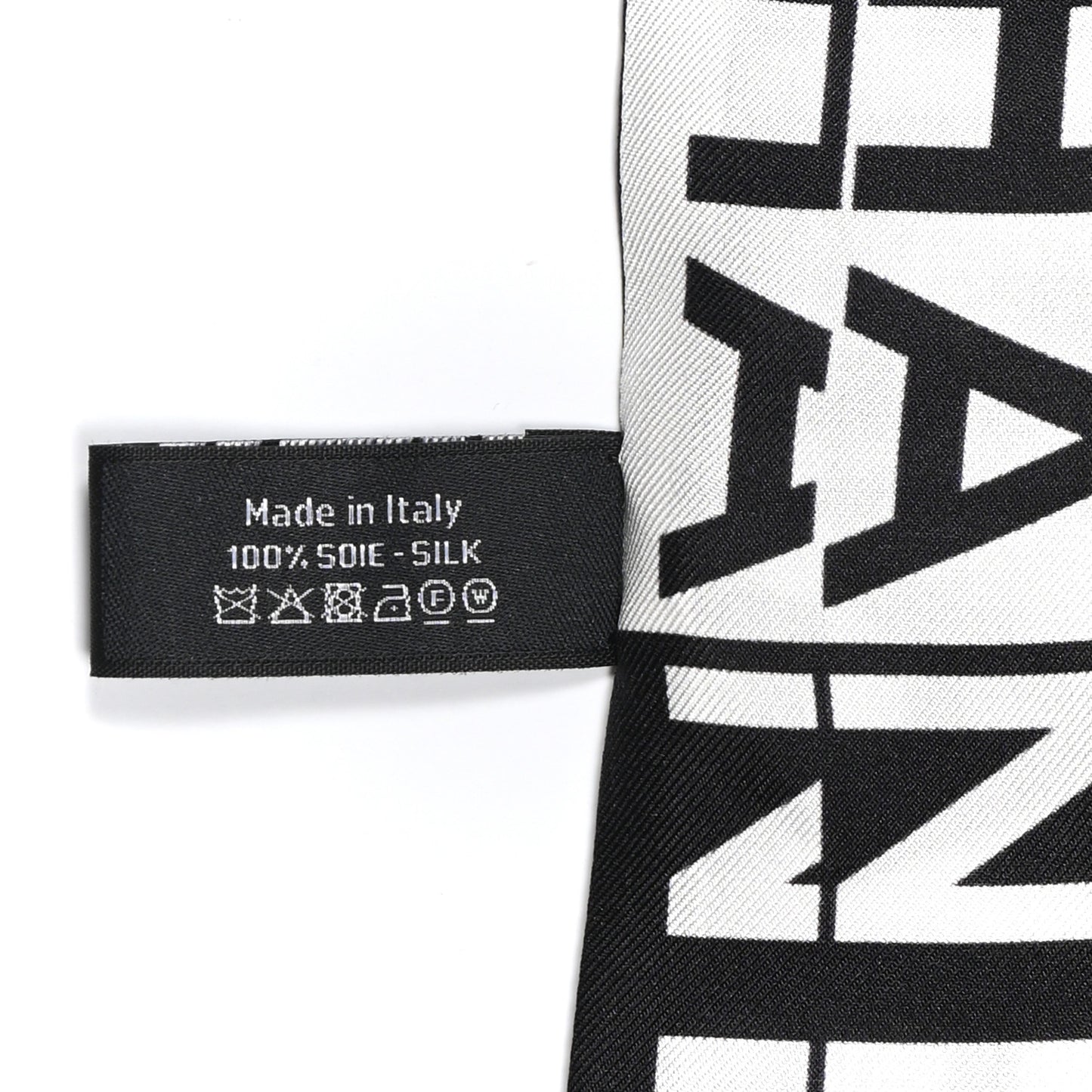 Silk Logo Slim Bandeau Scarf Black White