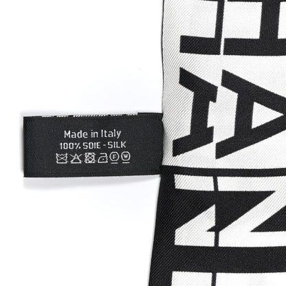 Chanel Silk Logo Slim Bandeau Scarf Black White 4 of 4