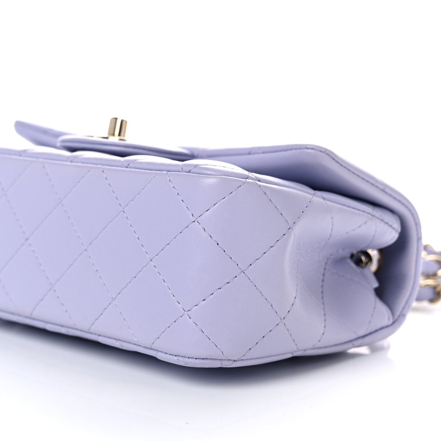 Lambskin Quilted Mini Rectangular Flap Light Purple