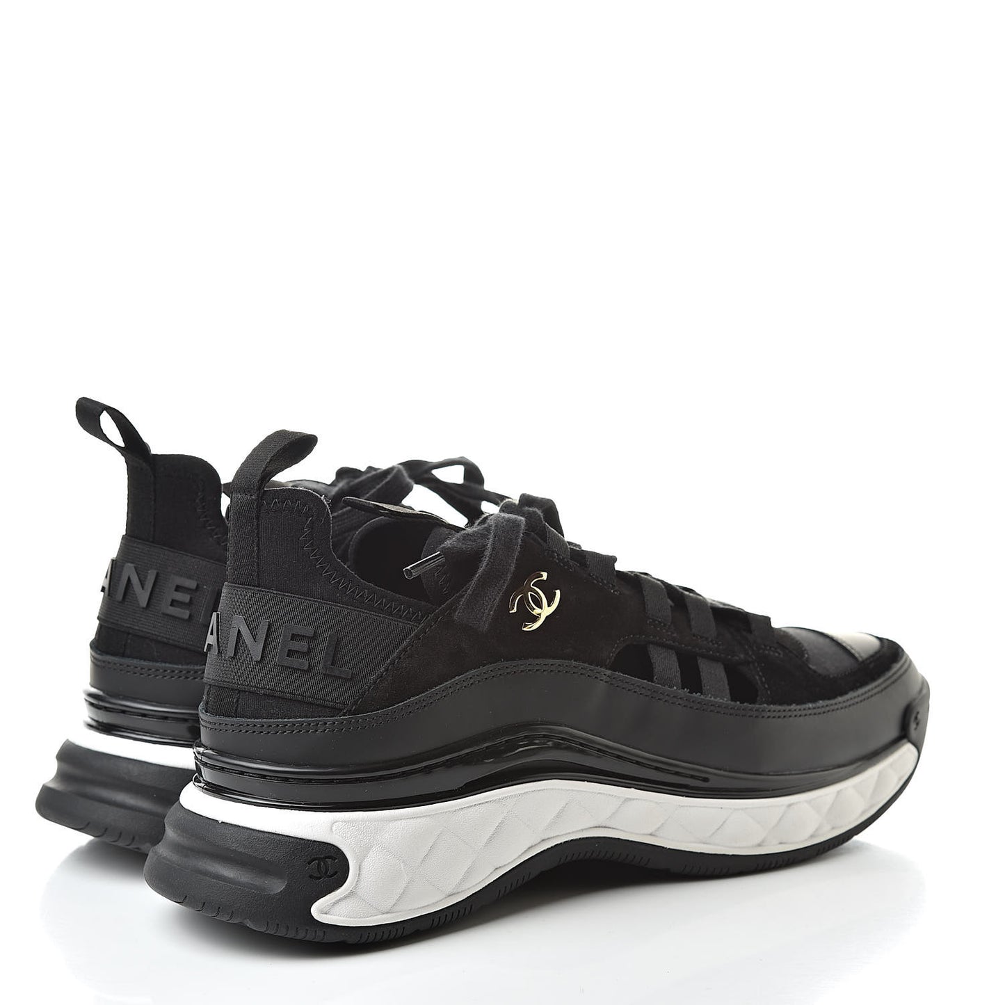 Fabric Calfskin Suede CC Sneakers 40 Black