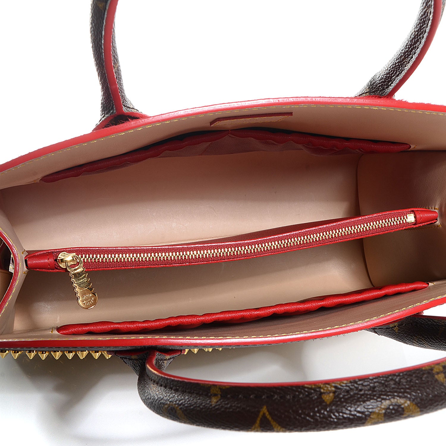 Louis Vuitton Monogram Calf Hair Spikes Iconoclasts Christian Louboutin Tote Red 5 of 8