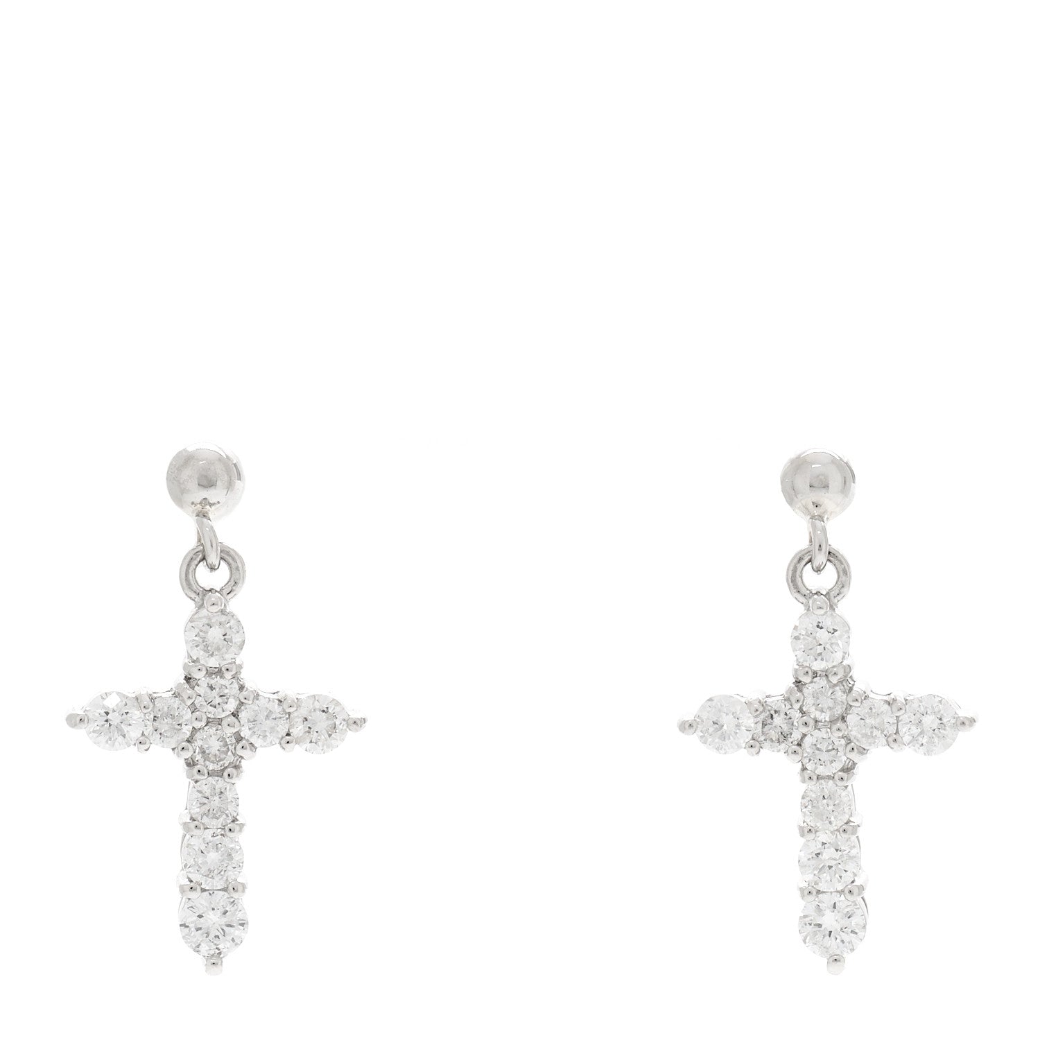 Parker & West by FASHIONPHILE Platinum Diamond .50ctw Cross Drop Earrings 1 of 5