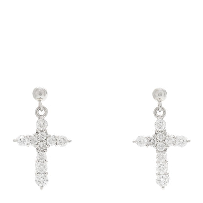 Parker & West by FASHIONPHILE Platinum Diamond .50ctw Cross Drop Earrings 1 of 5