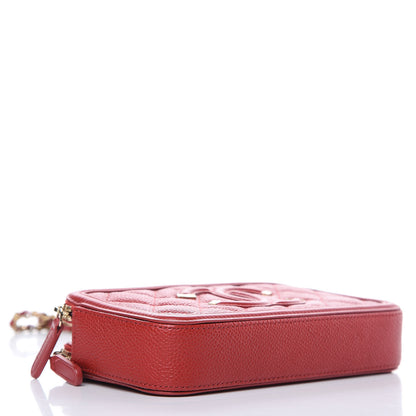Chanel Caviar Quilted CC Filigree Clutch With Chain Red 4 of 12