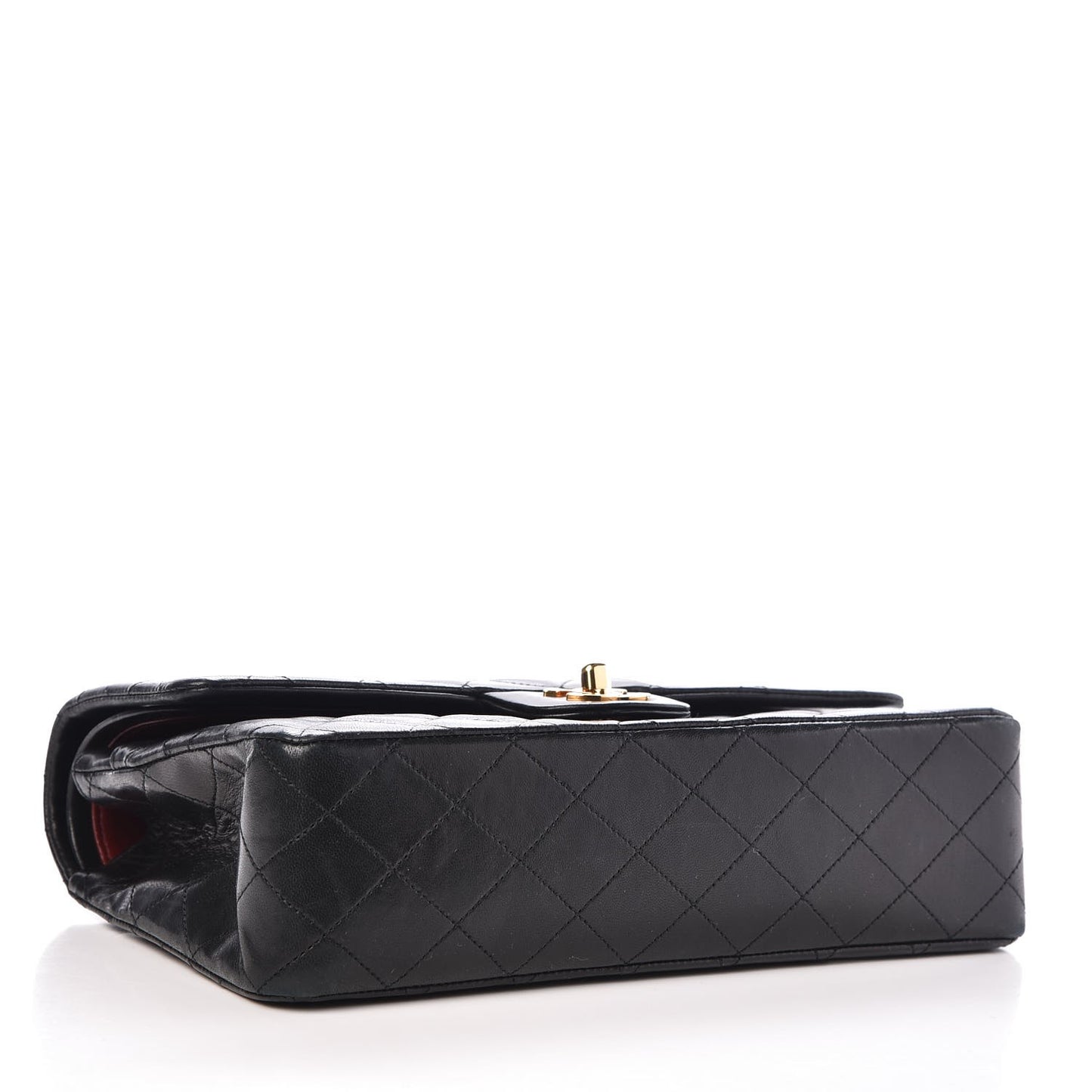 Lambskin Quilted Medium Double Flap Black
