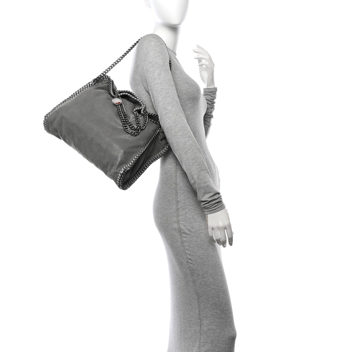 Shaggy Deer Falabella Fold Over Tote Grey
