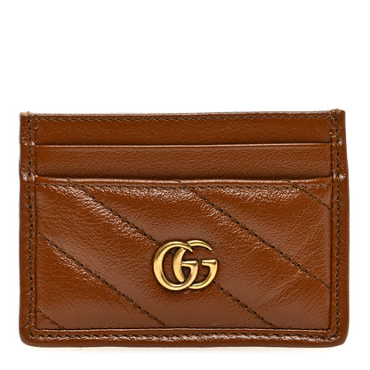 Gucci Azalea Calfskin Matelasse Diagonal GG Marmont Card Holder Cuir 1 of 6