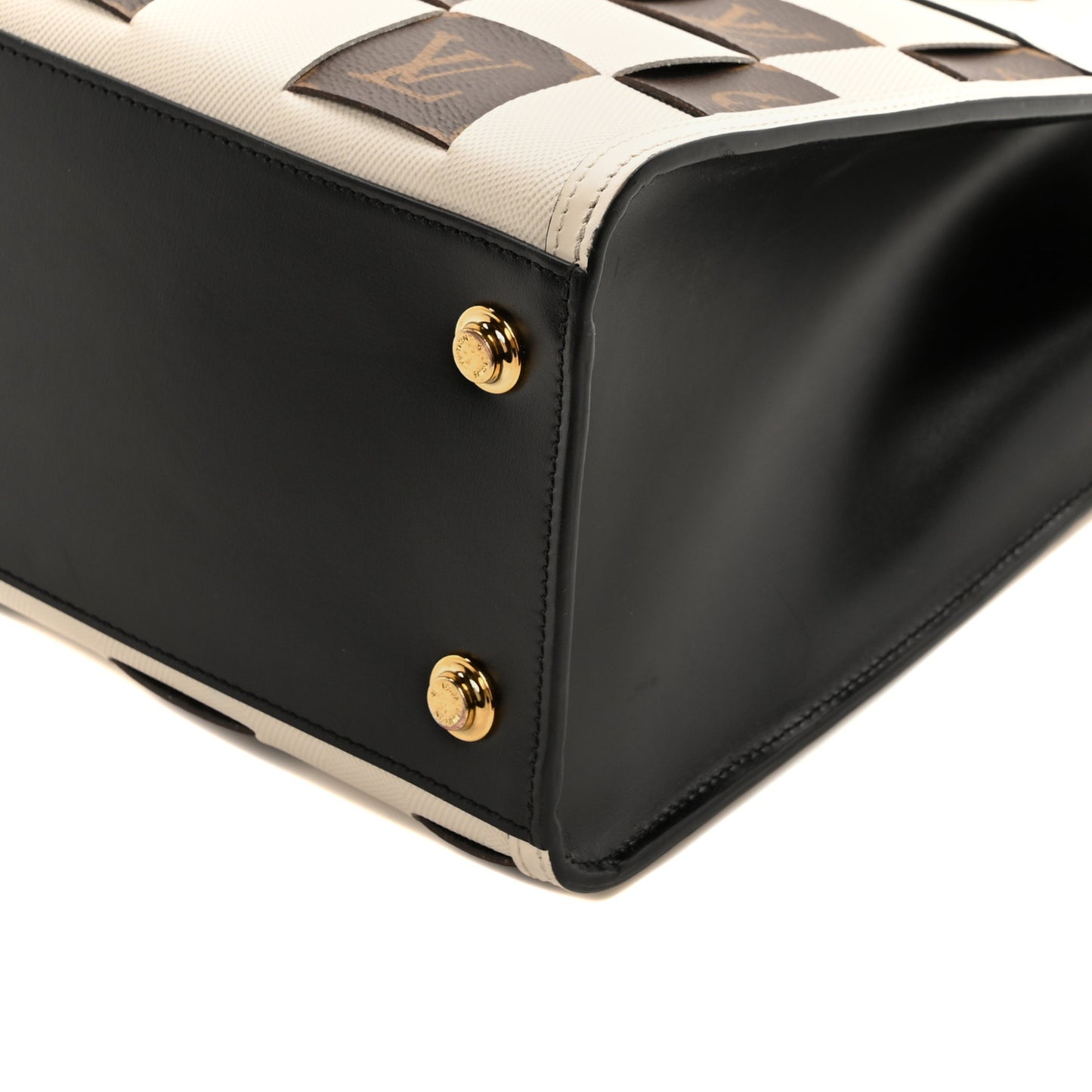 Calfskin Monogram Damier Tressage City Steamer MM Creme