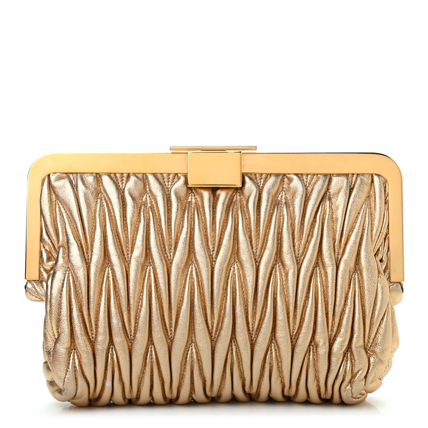 Metallic Nappa Matelasse Clutch Gold