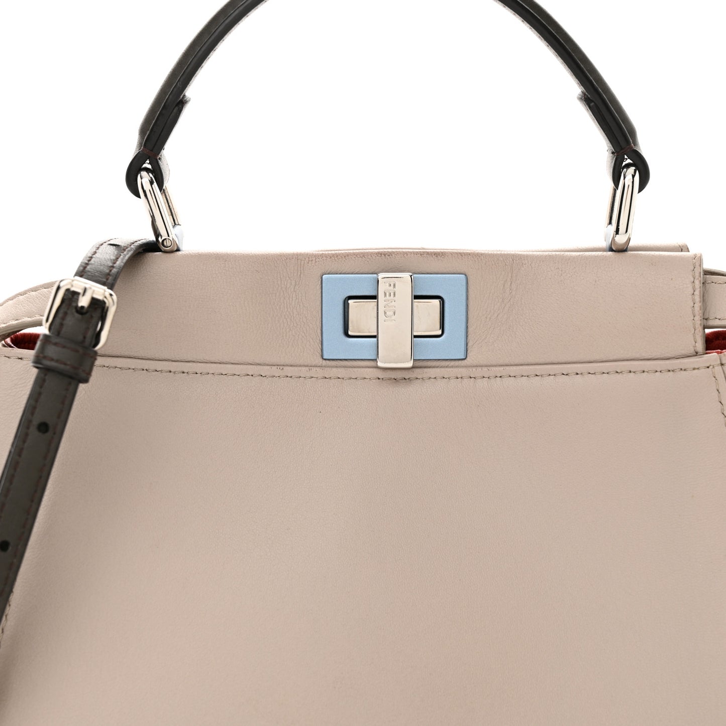 Nappa Colorblock Mini Peekaboo Iconic Satchel Grigio Polvere Carbone Bloody Mary