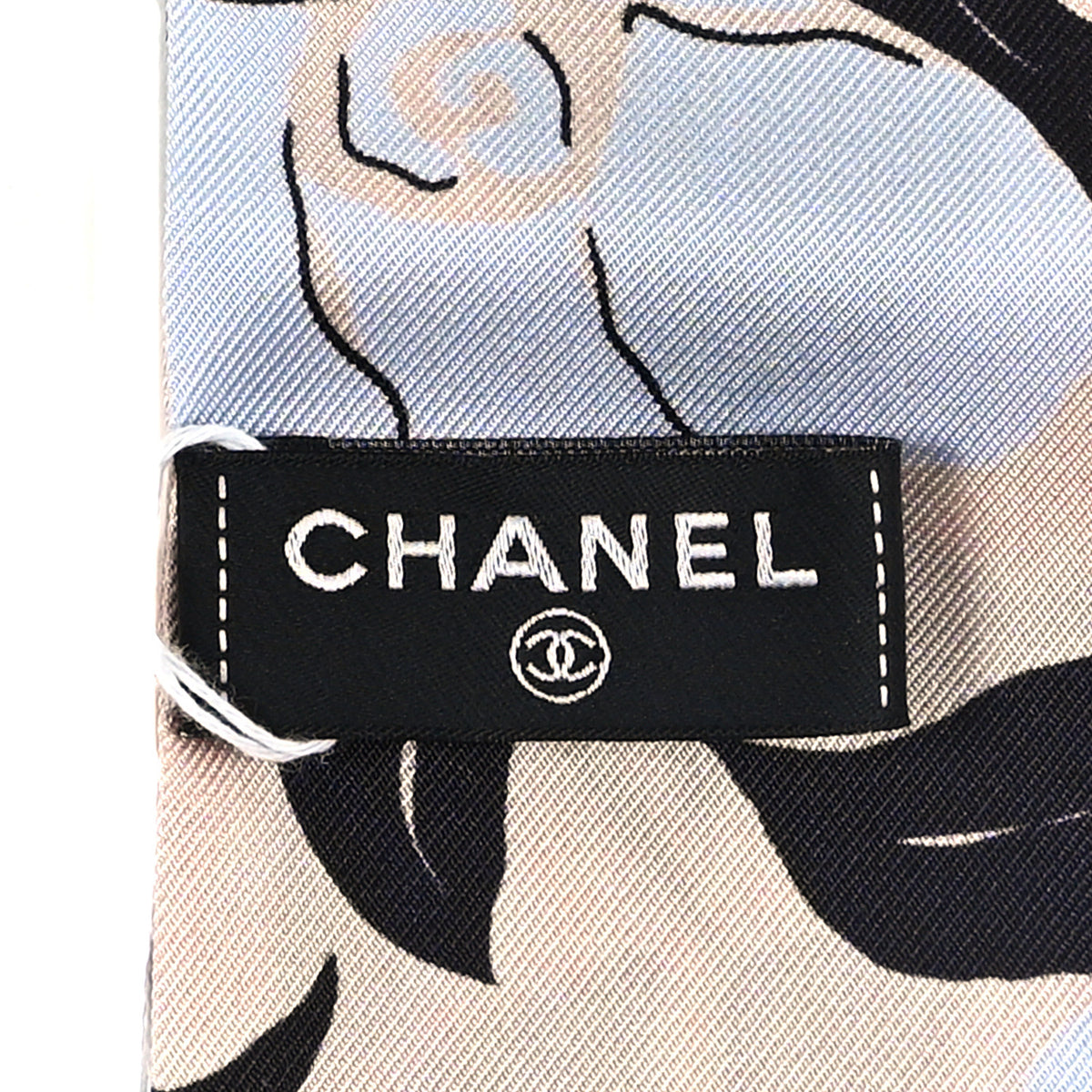 Chanel Silk Slim Camellia Bandeau Scarf Pink Red White Black 3 of 3
