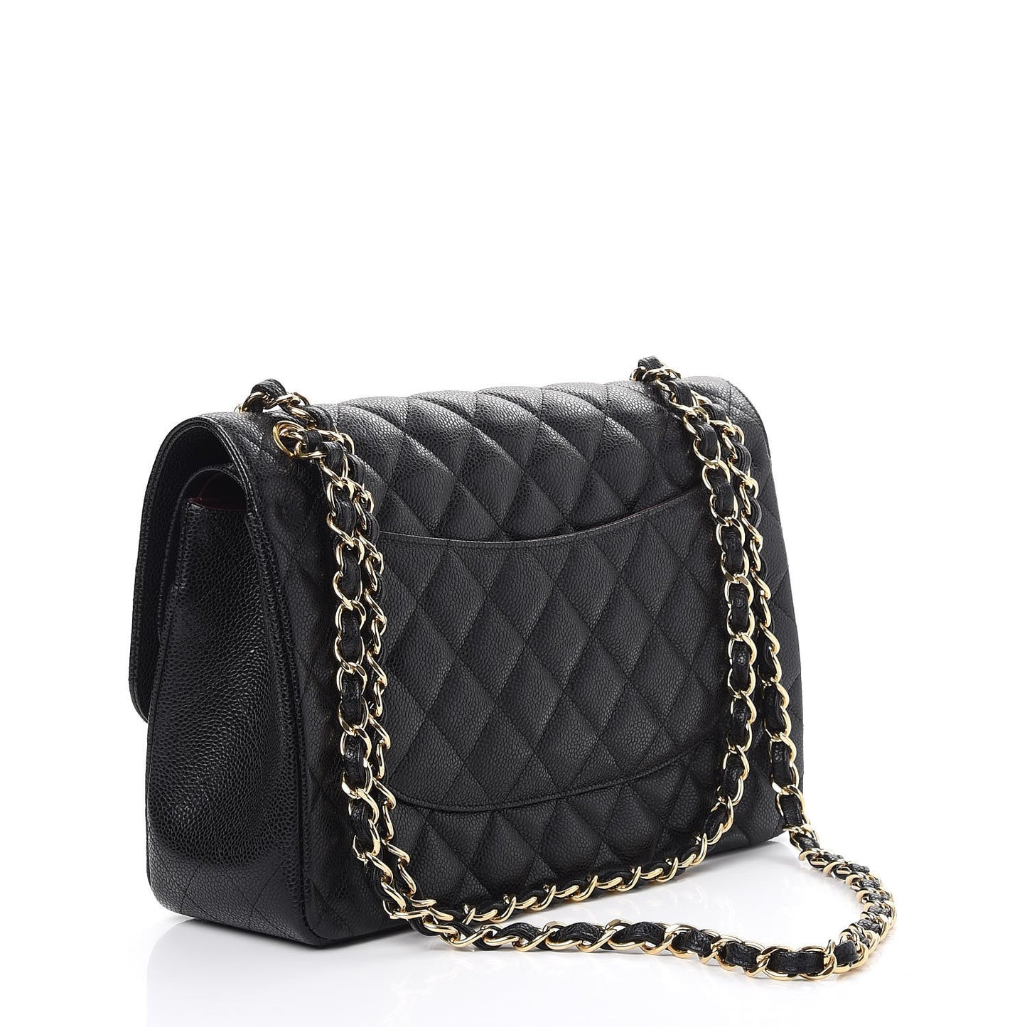 Caviar Quilted Jumbo Double Flap Black