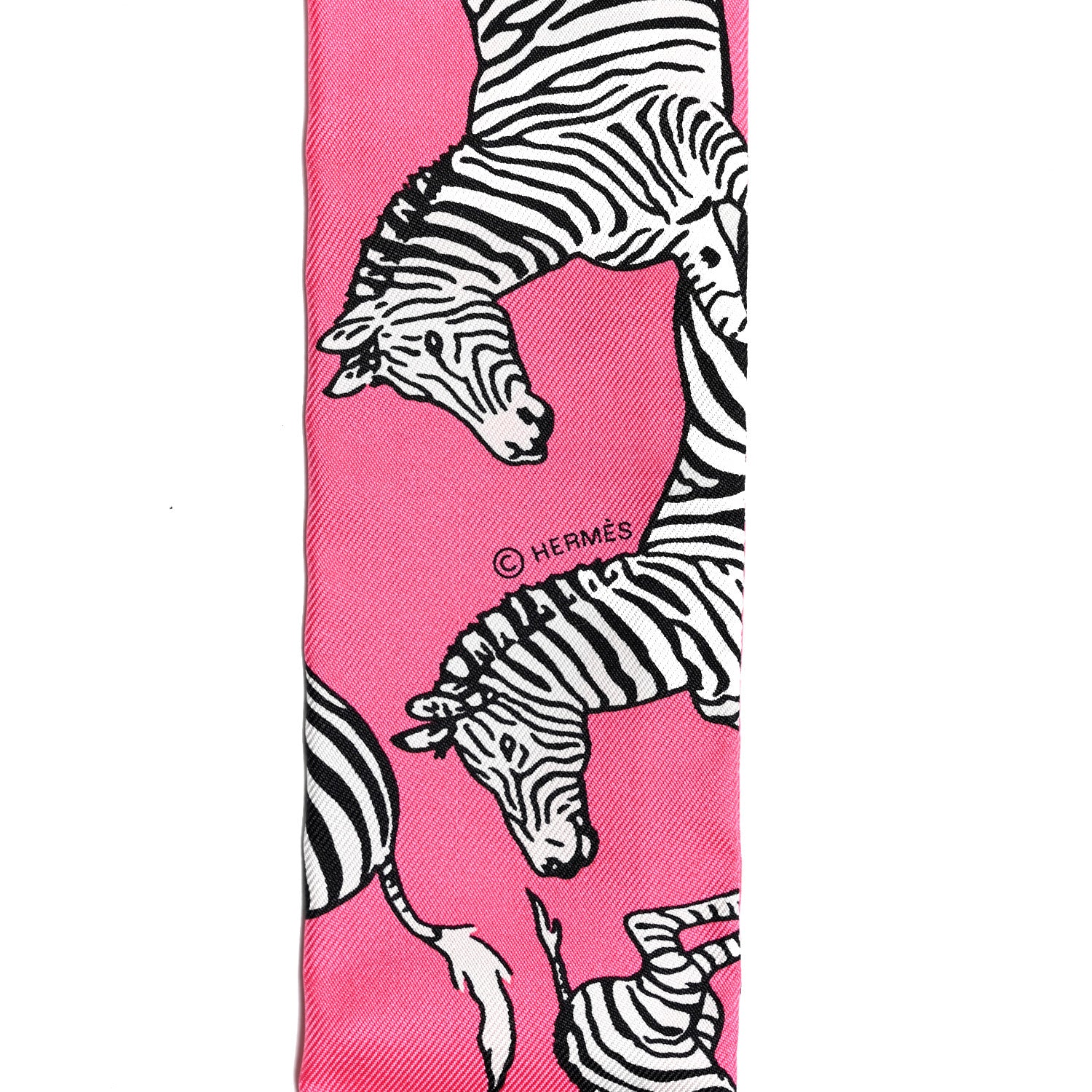 Hermes Silk Les Zebres Twilly Rose Bonbon Black 3 of 4
