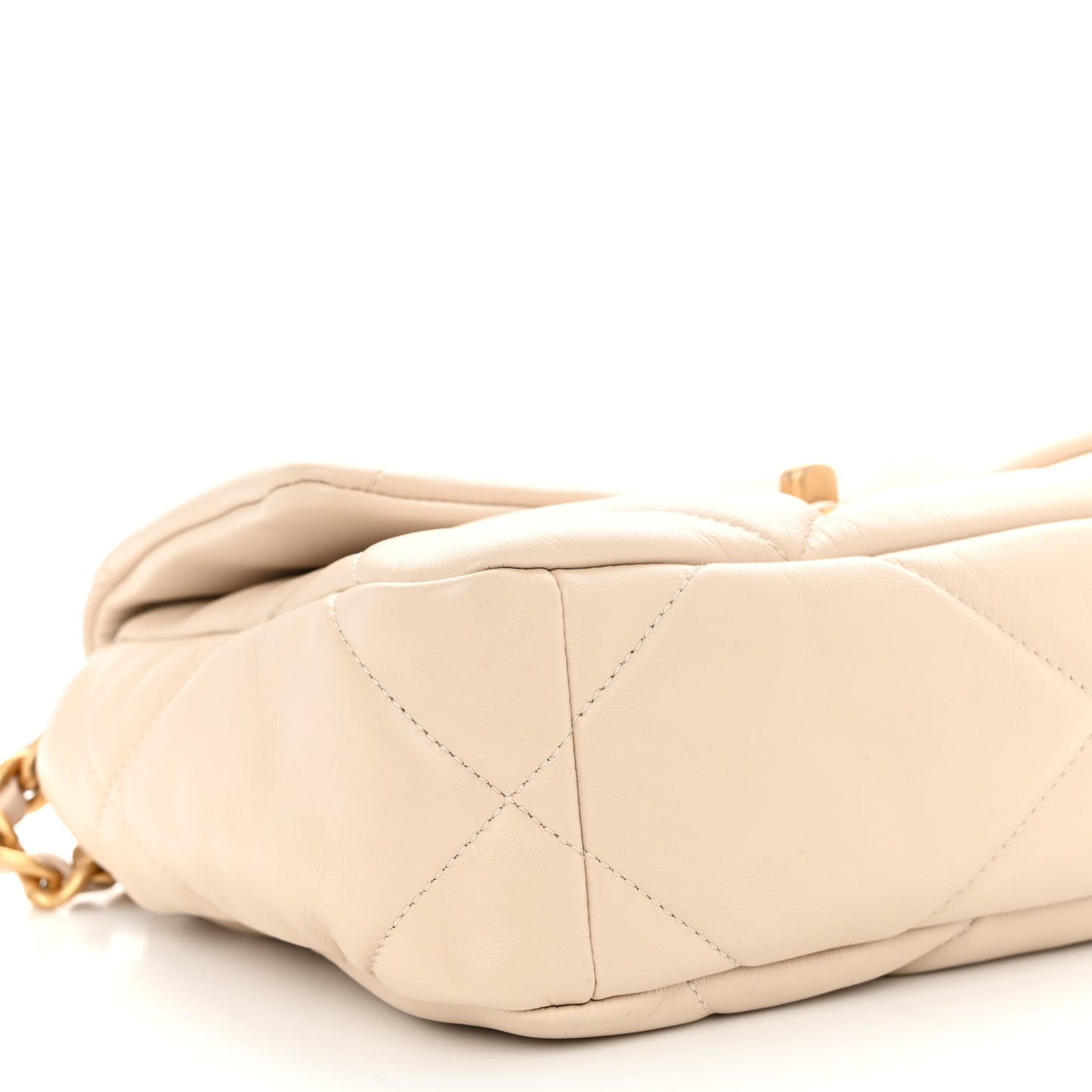 Goatskin Quilted Medium Chanel 19 Flap Beige