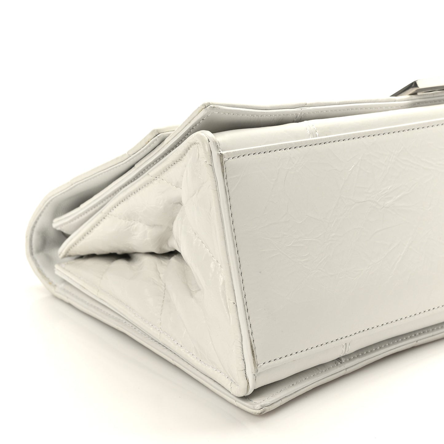 Crushed Calfskin Quilted Medium Crush Chain Bag Optic White