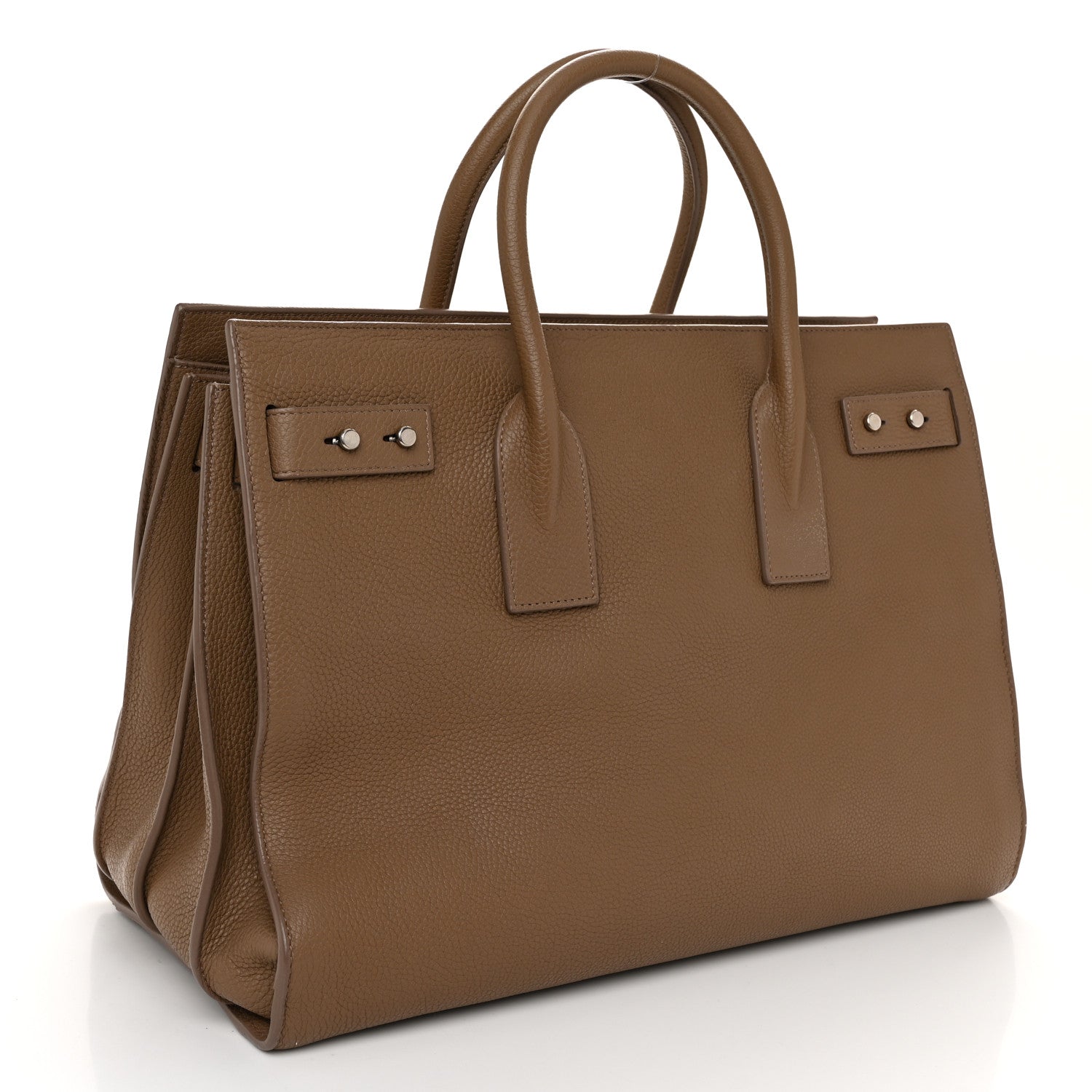 Saint Laurent Grained Calfskin Medium Souple Sac De Jour Taupe 3 of 12