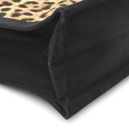 Saint Laurent Canvas Calfskin Leopard Print Rive Gauche Noe Tote Natural Black 9 of 12
