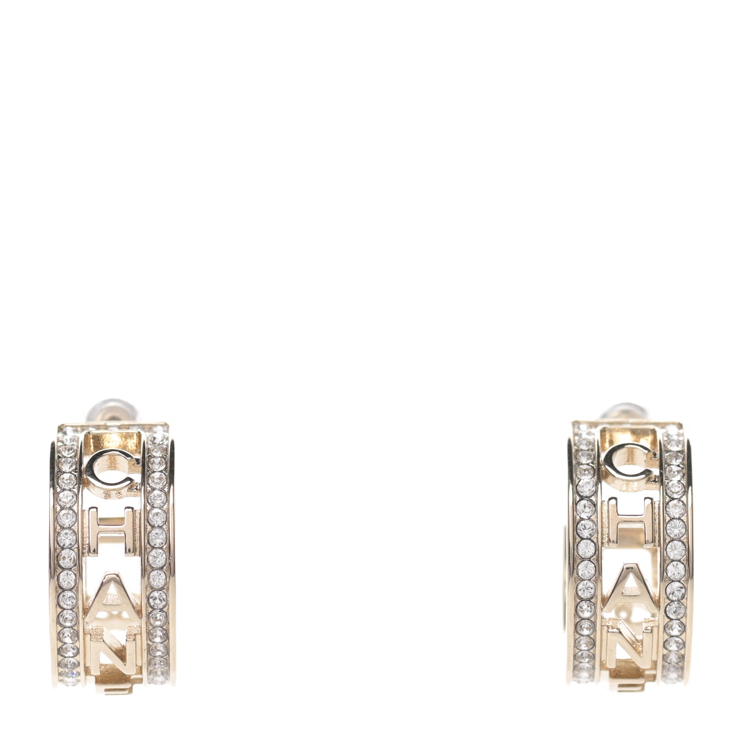 Chanel Metal Crystal Bow-tiful CC Hoop Earrings Gold 1 of 5