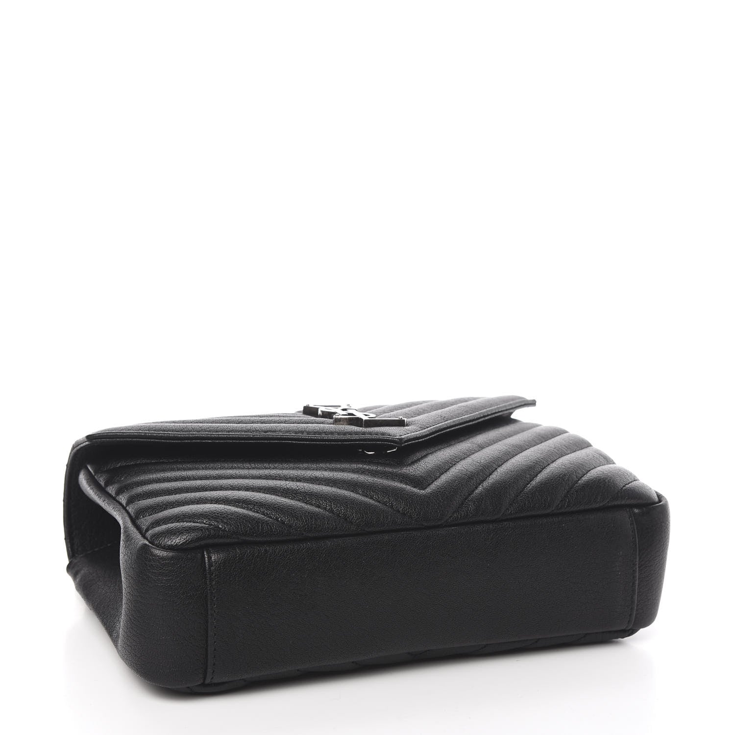 Saint Laurent Sheepskin Matelasse Chevron Monogram Medium College Bag Black 4 of 9