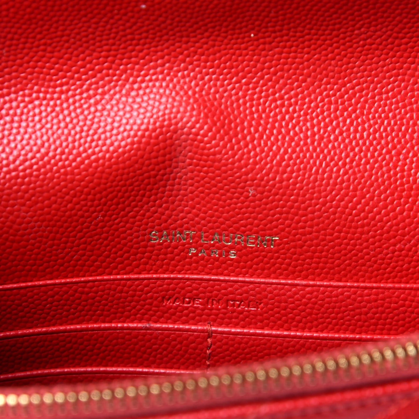 Grain De Poudre Matelasse Chevron Monogram Envelope Chain Wallet New Red