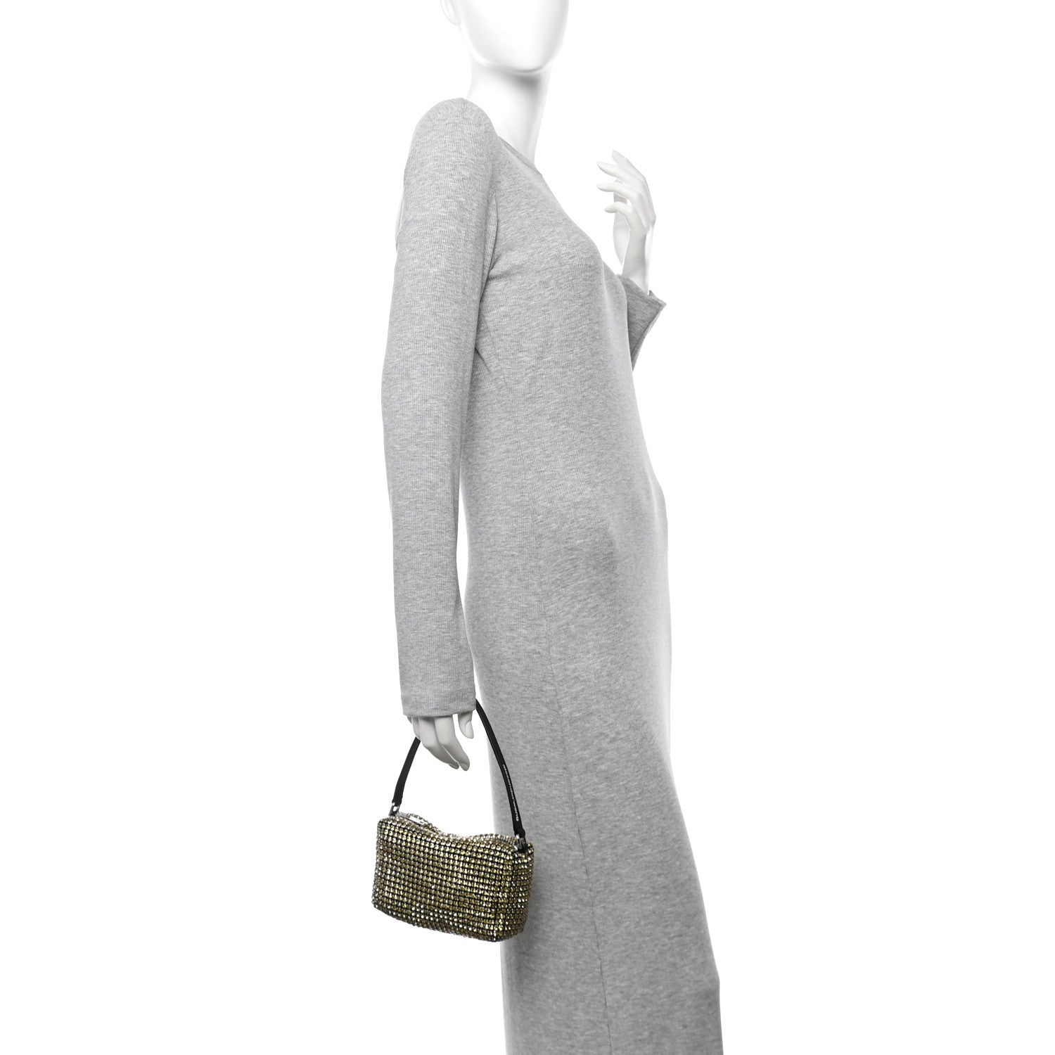 Alexander Wang Mesh Crystal Rhinestone Mini Heiress Pouch Porcelain 2 of 10