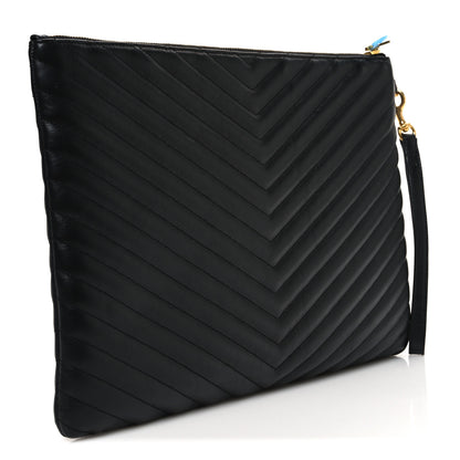 Saint Laurent Calfskin Matelasse Monogram Cassandre Tablet Pouch Black 3 of 7