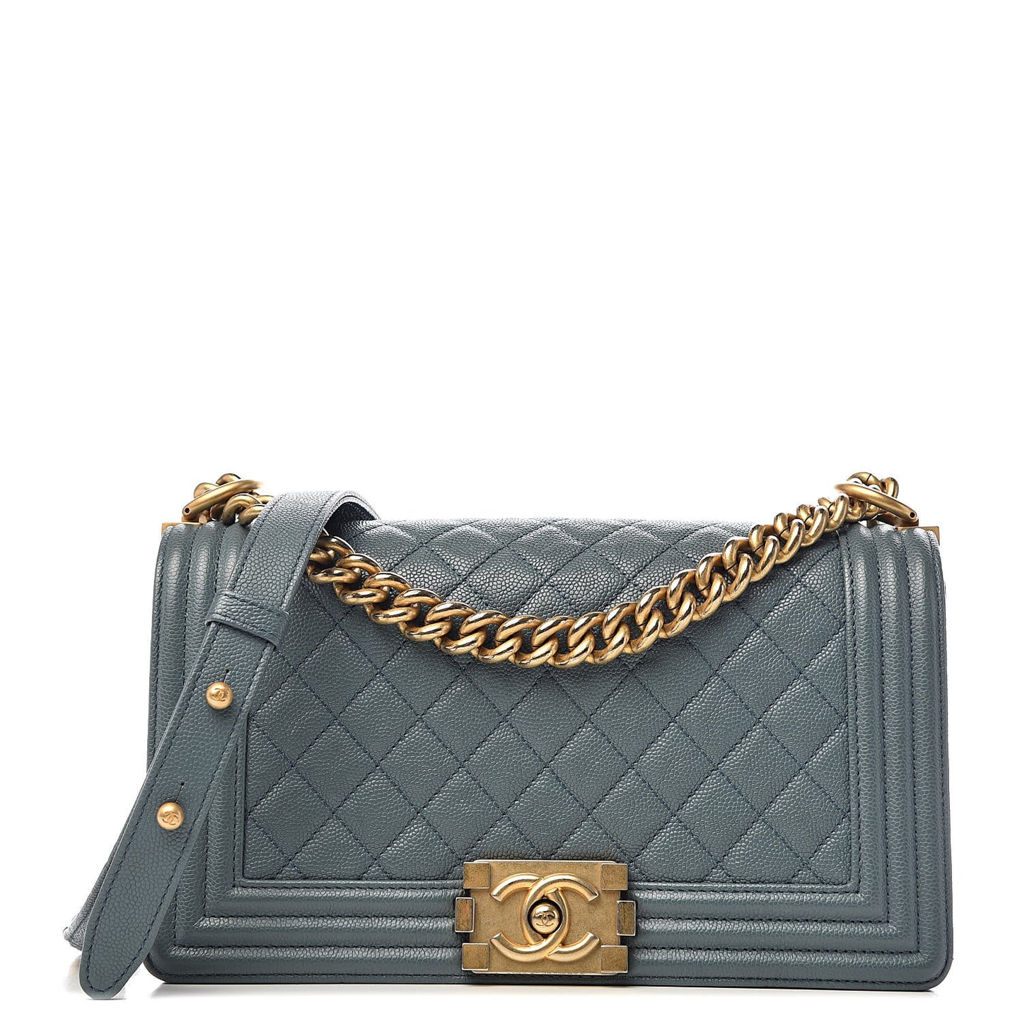 Caviar Quilted Medium Boy Flap Blue
