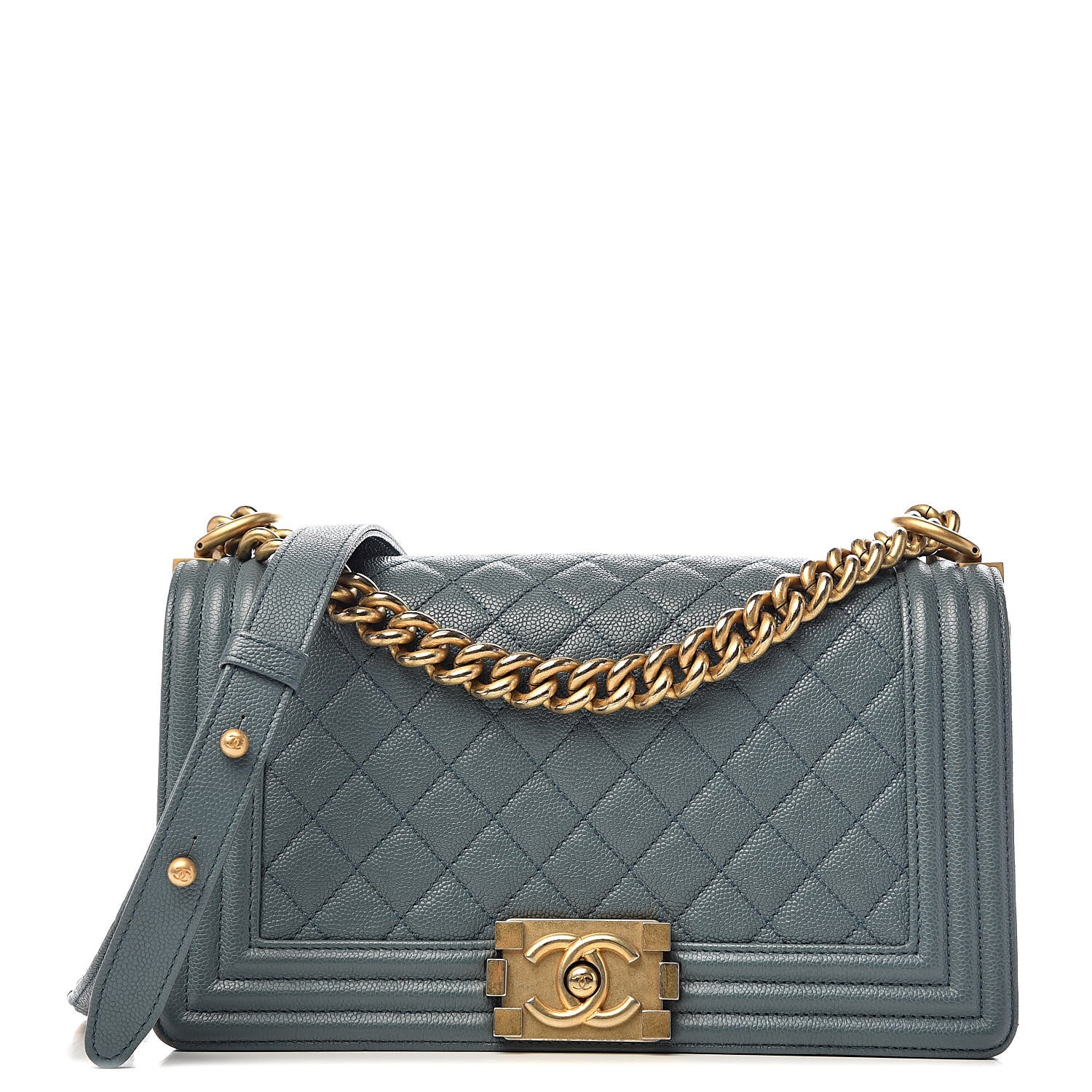 Chanel Caviar Quilted Medium Boy Flap Blue 1 of 13