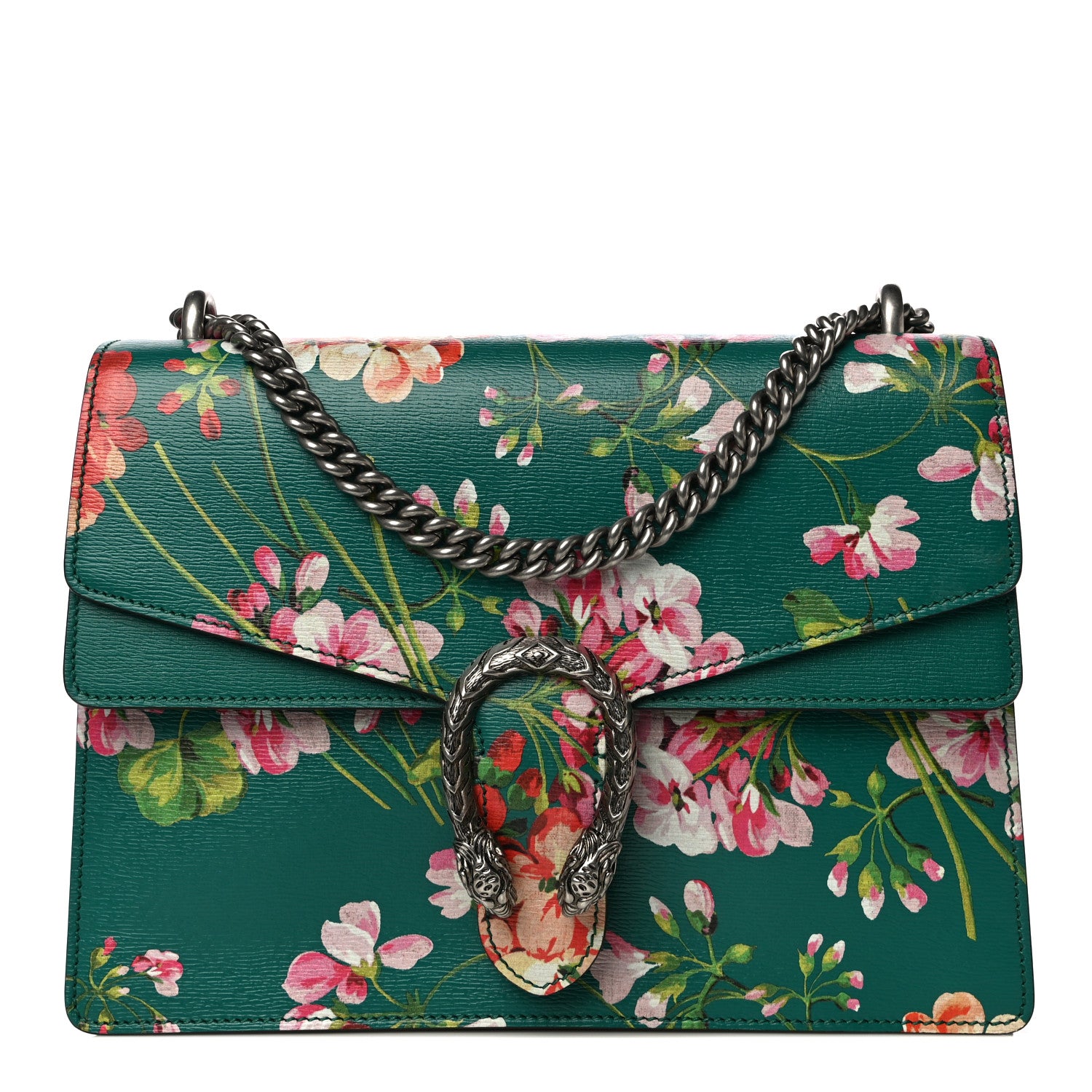 Gucci Calfskin Blooms Print Medium Dionysus Shoulder Bag Bright Emerald Multicolor 1 of 12