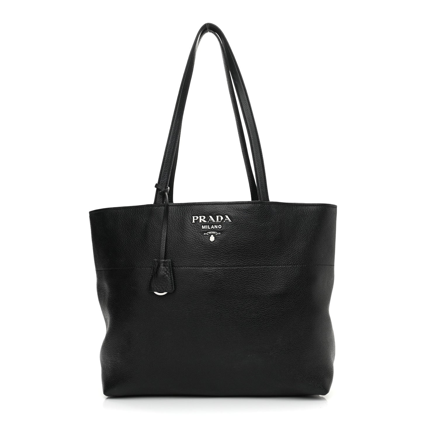 Vitello Daino Zip Shopping Tote Black